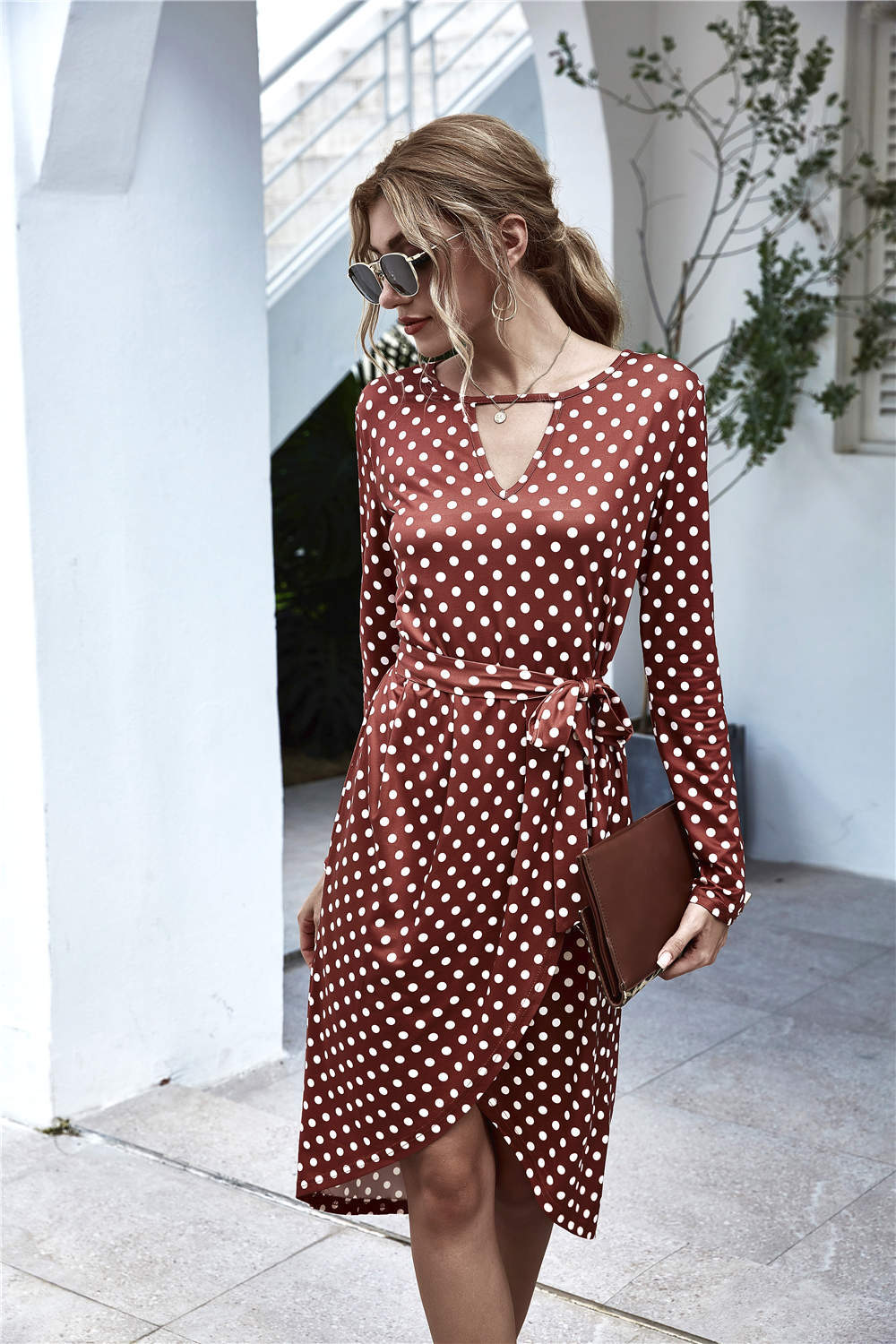 Floral Print Cross V Neck Dress Bohemian Flowy Long Dresses