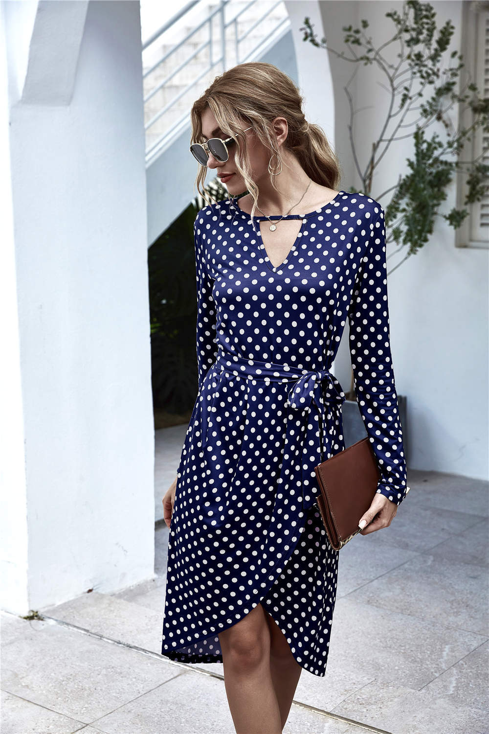 Floral Print Cross V Neck Dress Bohemian Flowy Long Dresses