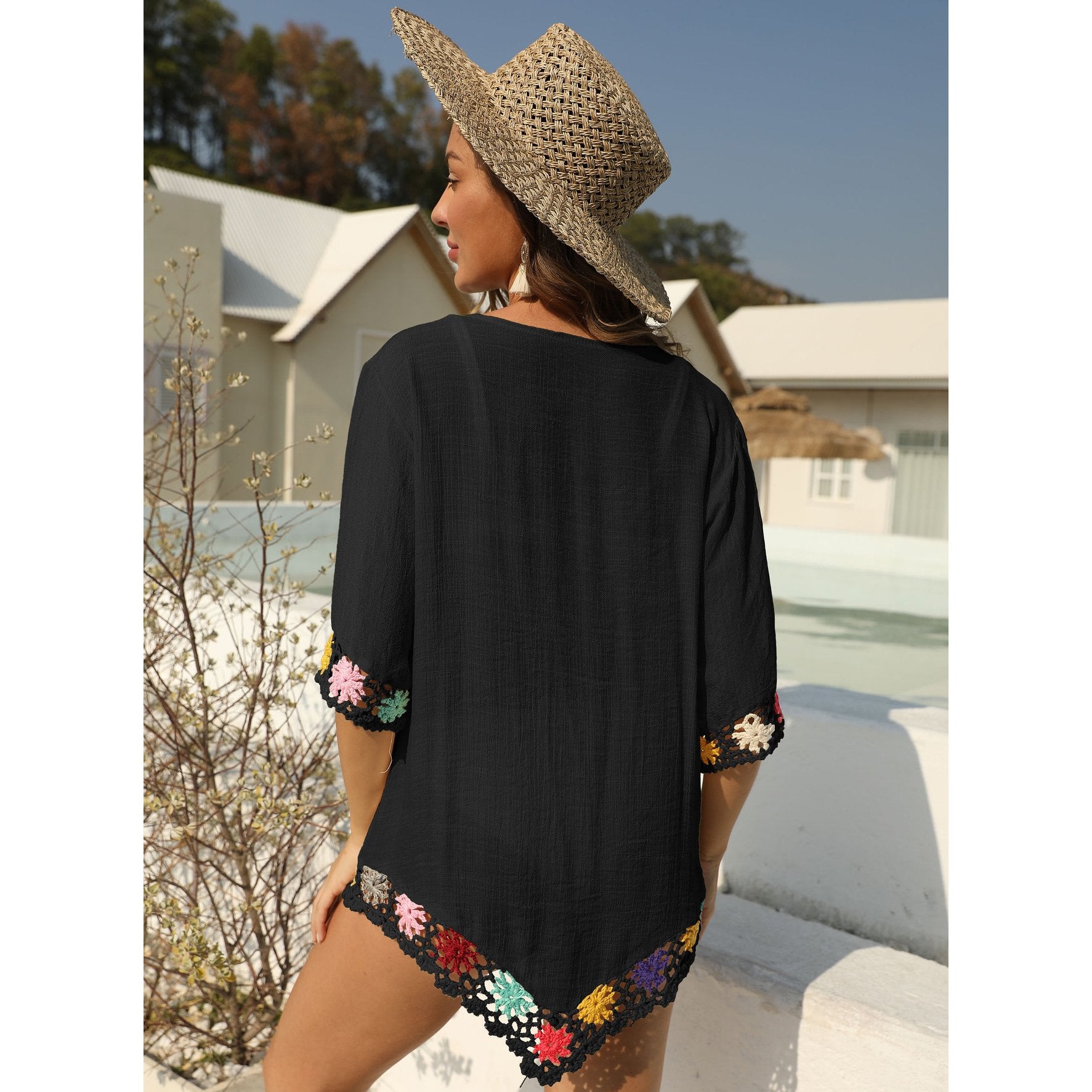 Vintage Women Floral Embroidered Summer Beach Dress