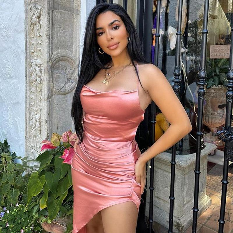 Spaghetti Strap Cross Tie Up Backless Bodycon Midi Dress