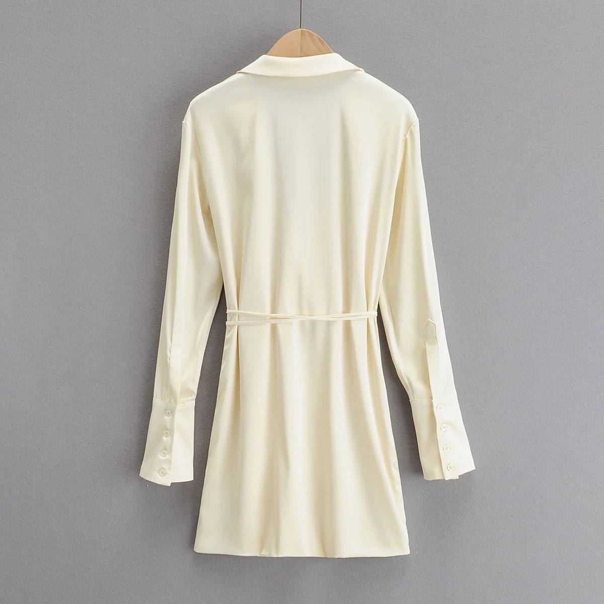 Women Wrap V-neck Flare Sleeve Dress