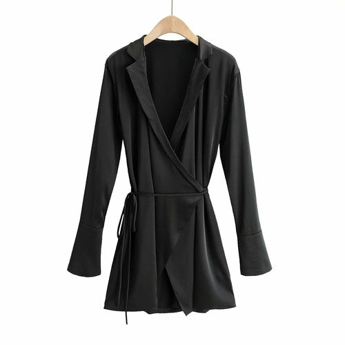 Women Wrap V-neck Flare Sleeve Dress